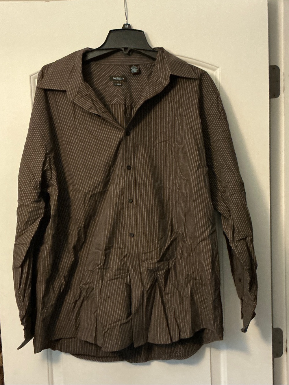 Van Heusen Men’s Brown Pinstripe Shirt Jacket